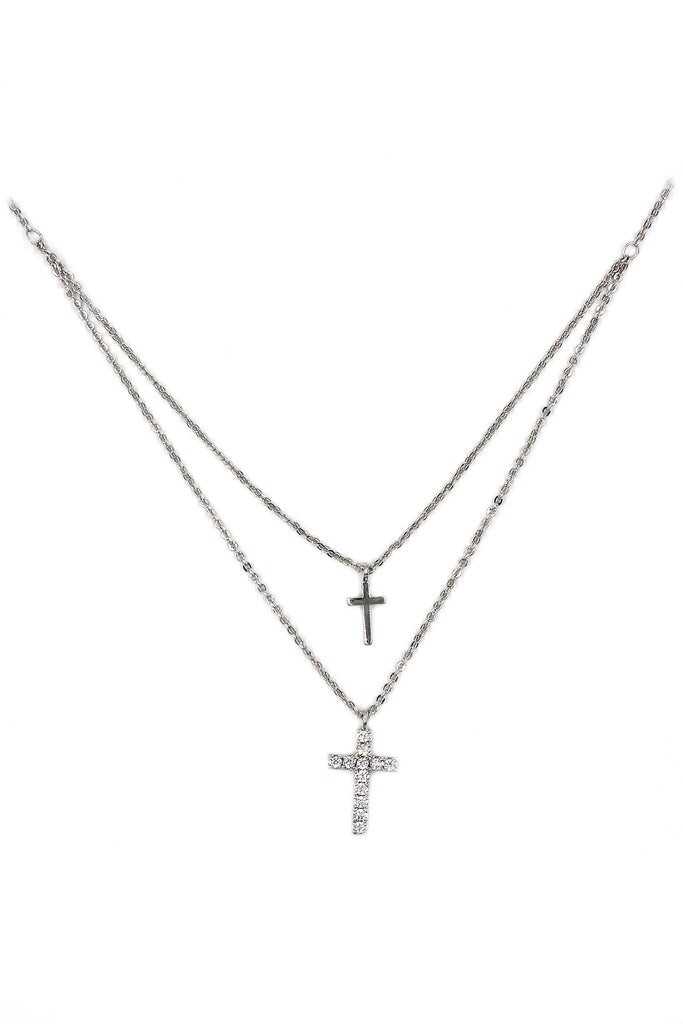 duplexes small crystal cross necklace