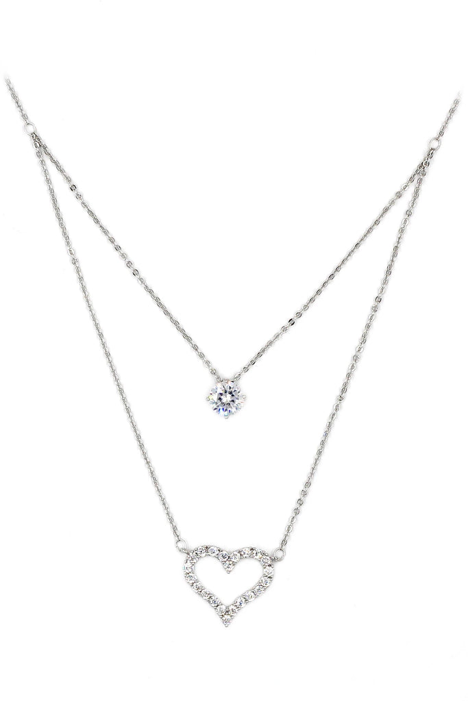 elegant heart crystal necklace earrings set