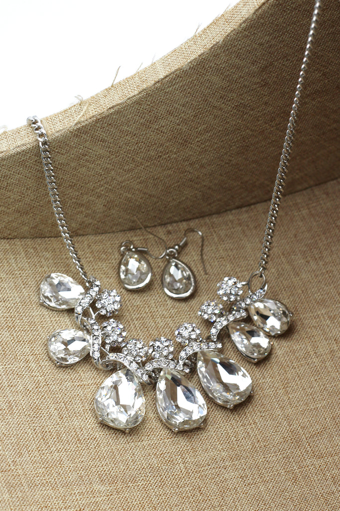 noble cobblestone crystal necklace earrings sets