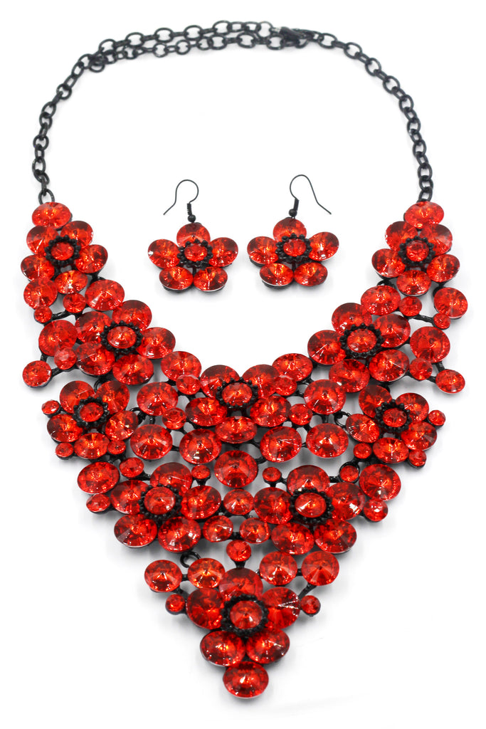 colorful crystal flowers necklace sets