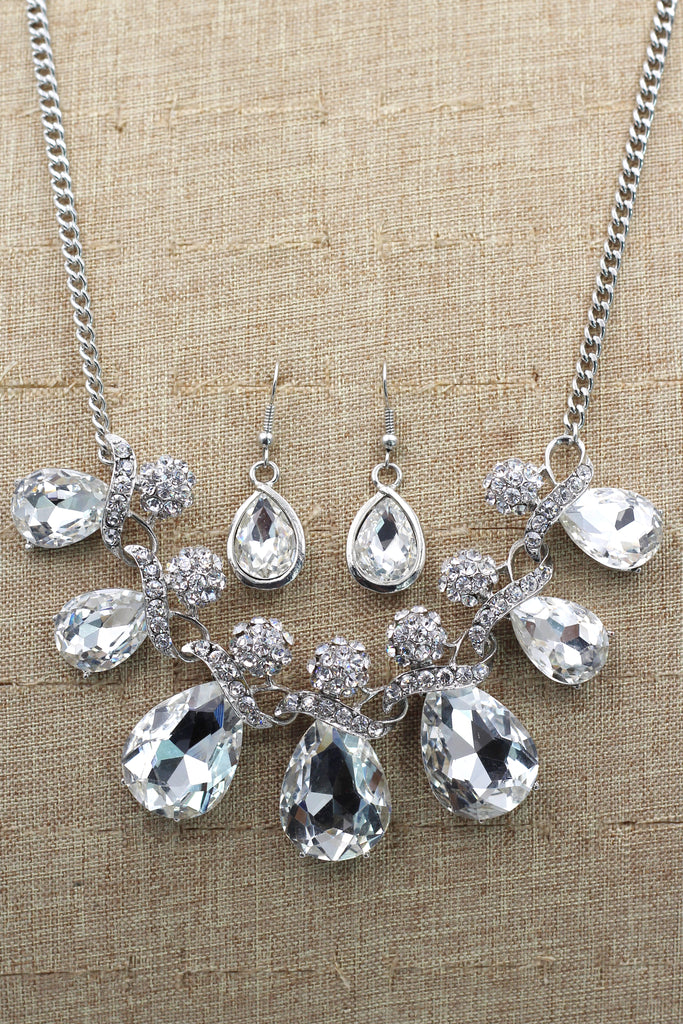 noble cobblestone crystal necklace earrings sets