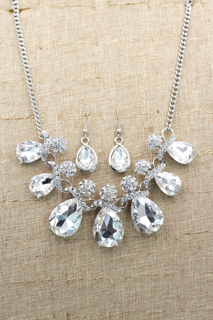 noble cobblestone crystal necklace earrings sets