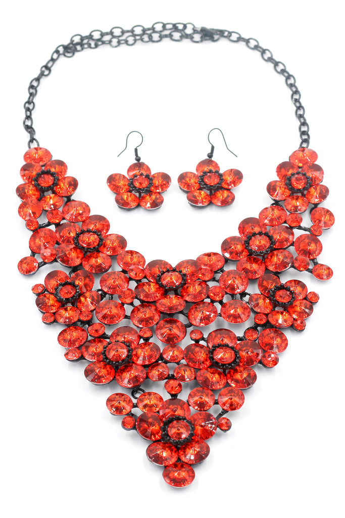 colorful crystal flowers necklace sets