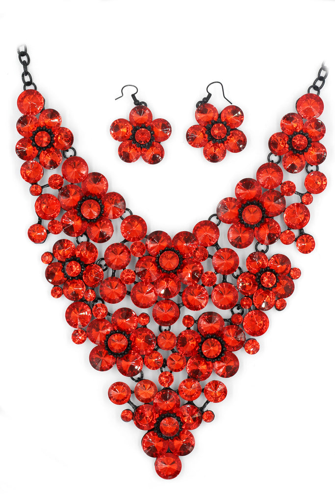 colorful crystal flowers necklace sets