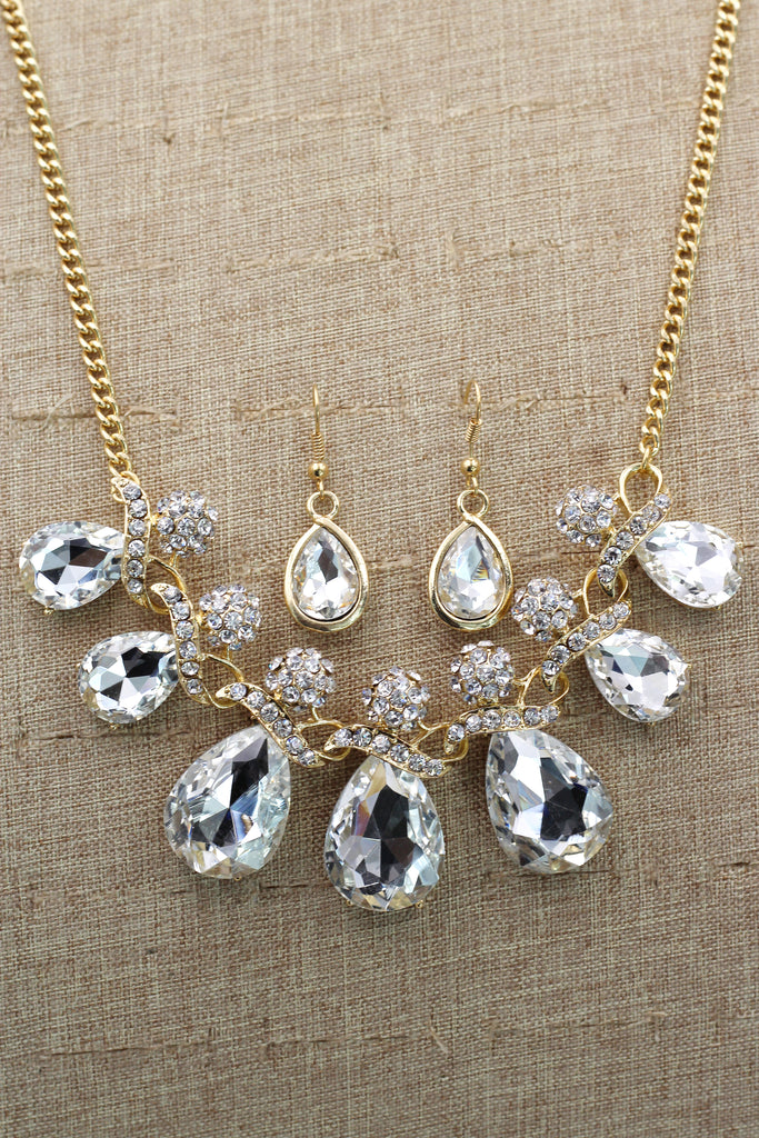 noble cobblestone crystal necklace earrings sets