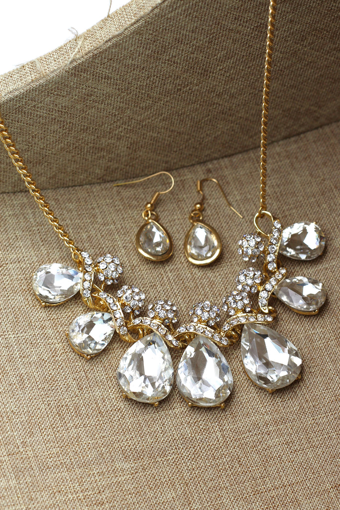 noble cobblestone crystal necklace earrings sets