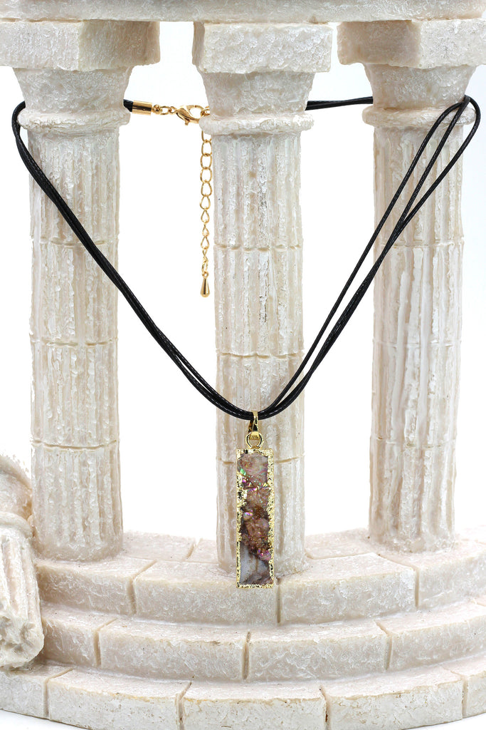 fashion shiny original marble leather necklace