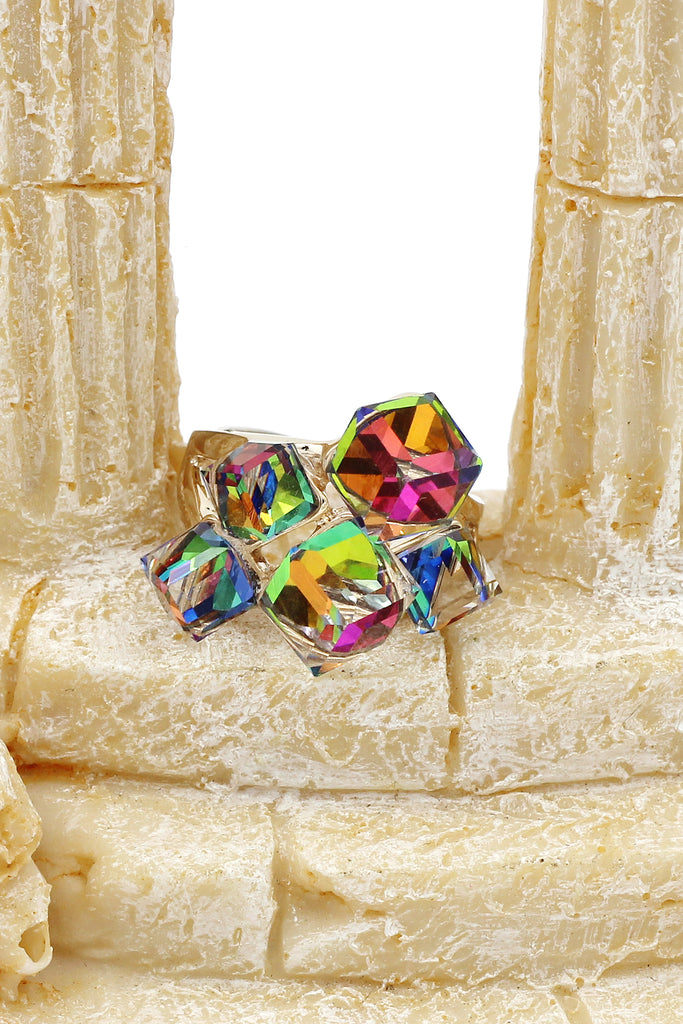 colorful phantom crystal cube ring