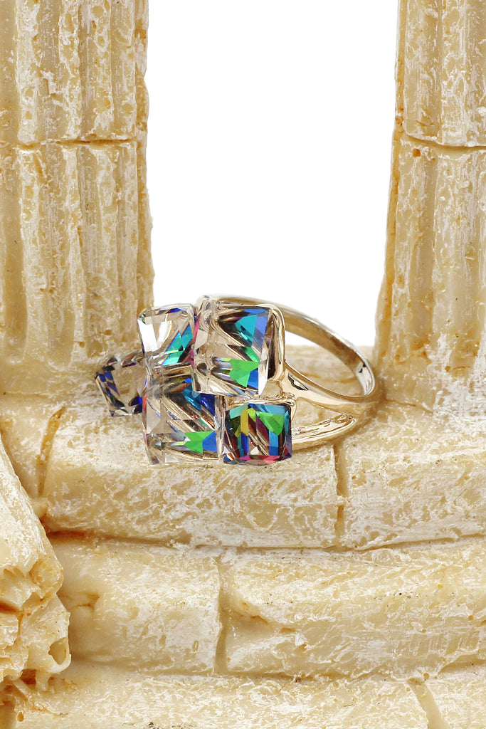 colorful phantom crystal cube ring