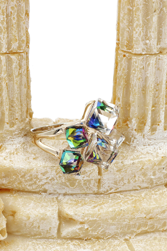 colorful phantom crystal cube ring