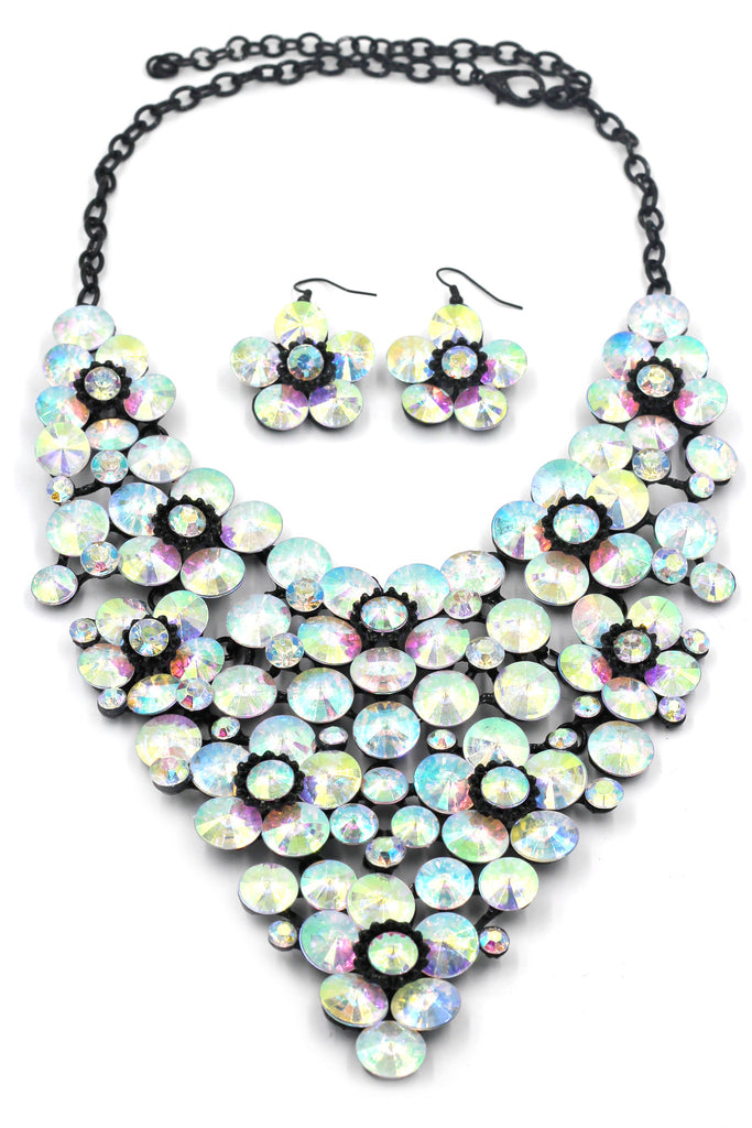 colorful crystal flowers necklace sets