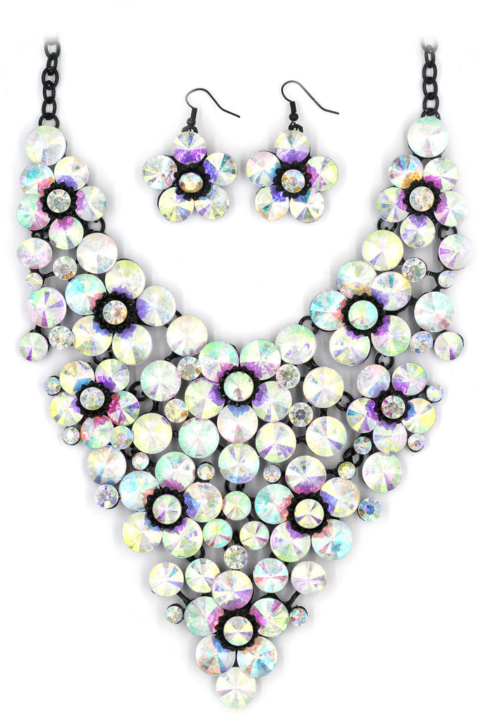 colorful crystal flowers necklace sets