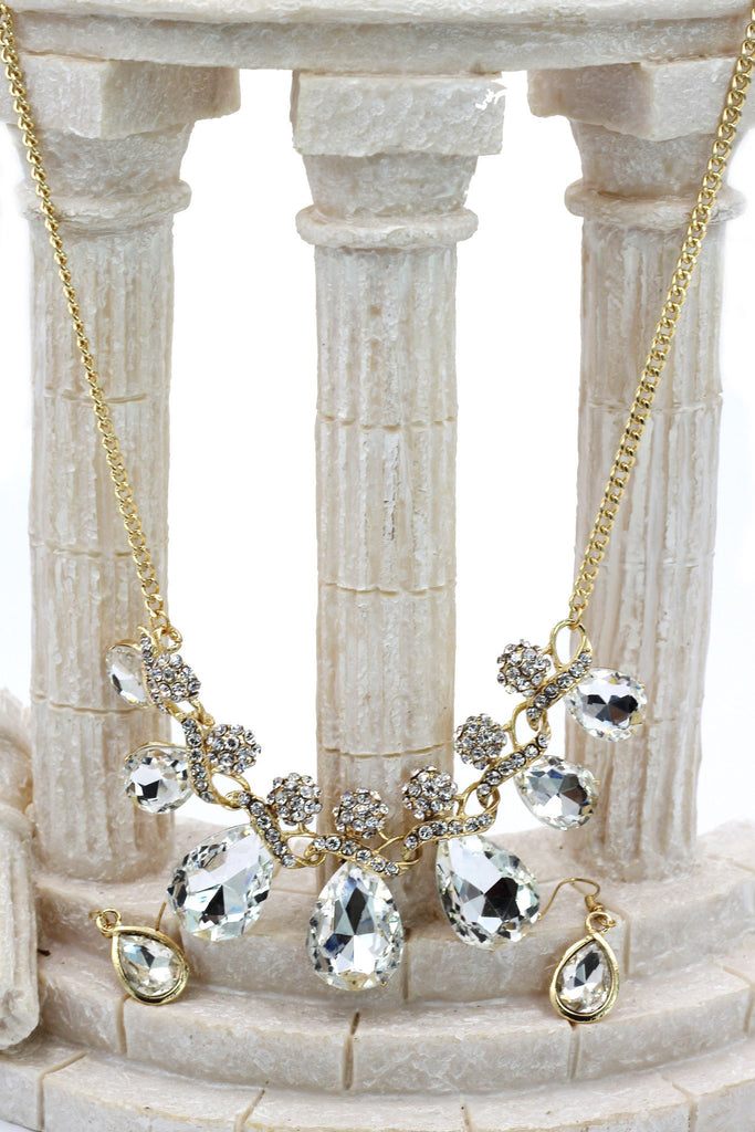 noble cobblestone crystal necklace earrings sets