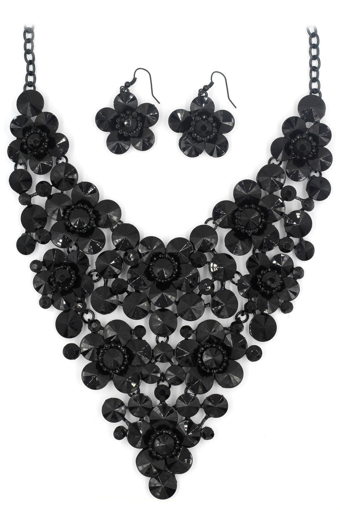 colorful crystal flowers necklace sets