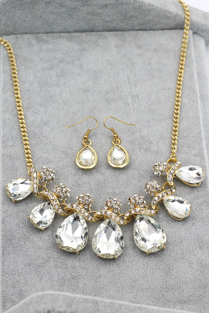 noble cobblestone crystal necklace earrings sets