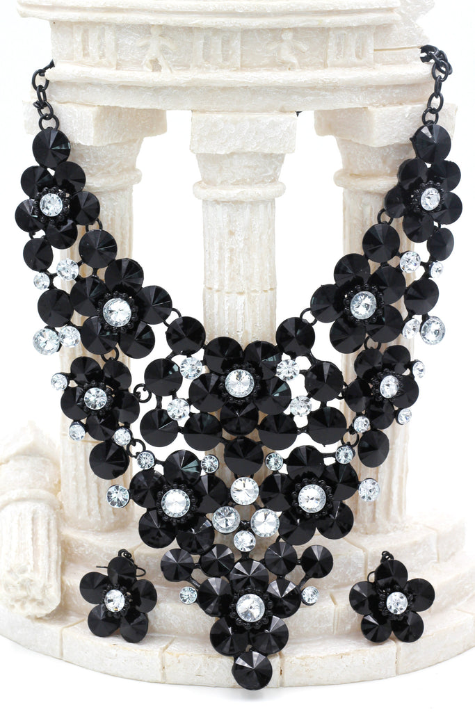 colorful crystal flowers necklace sets