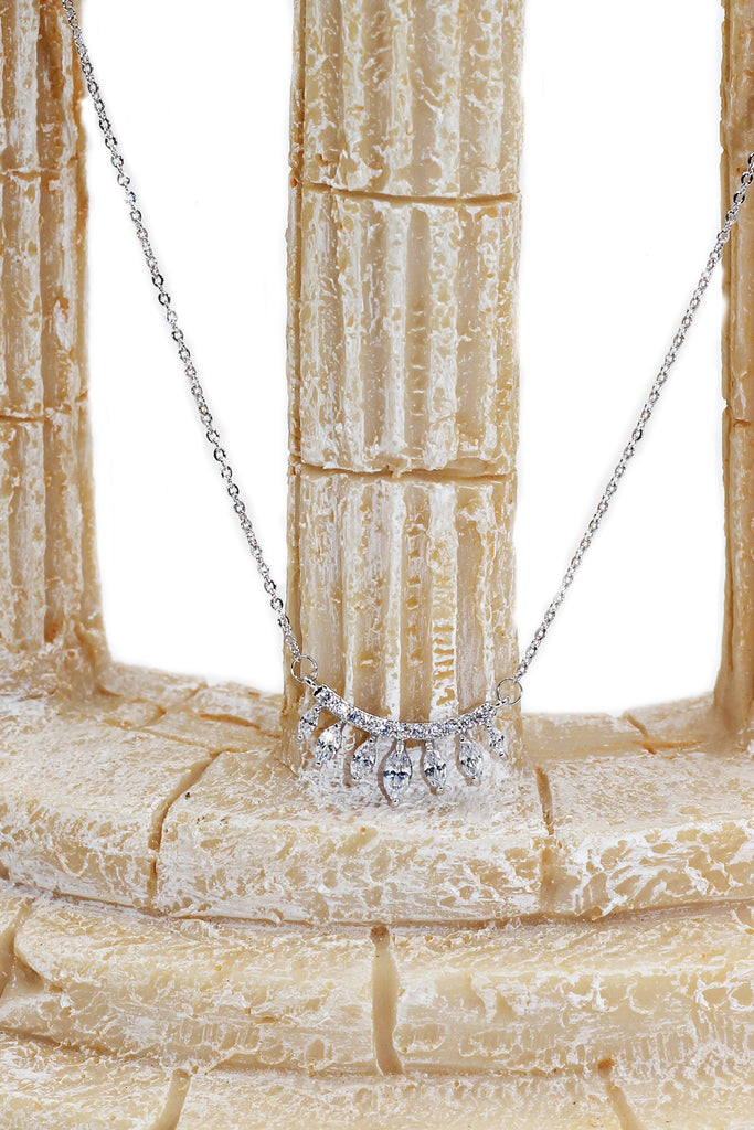 Small silver crystal stone necklace