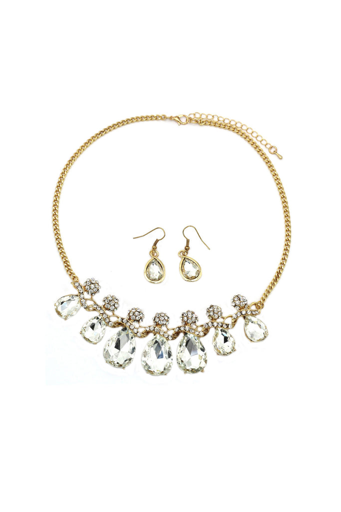 noble cobblestone crystal necklace earrings sets