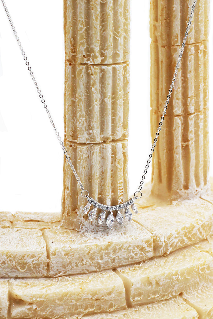 Small silver crystal stone necklace