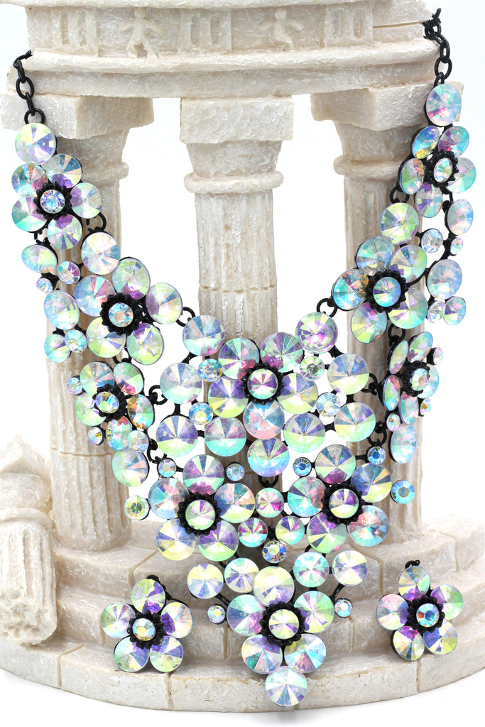 colorful crystal flowers necklace sets