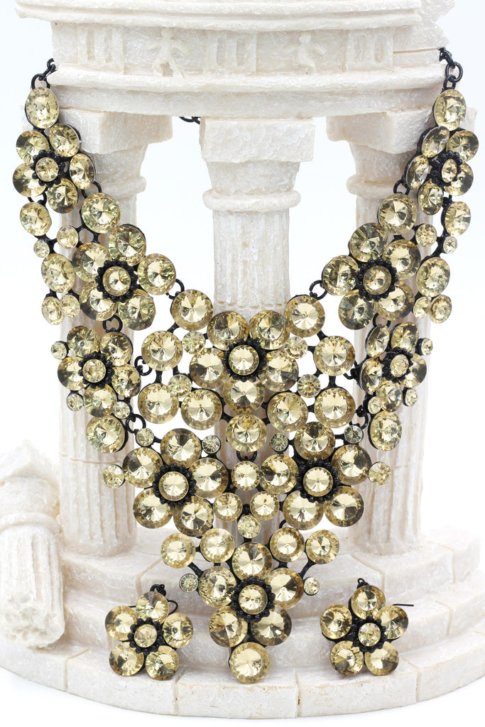 colorful crystal flowers necklace sets