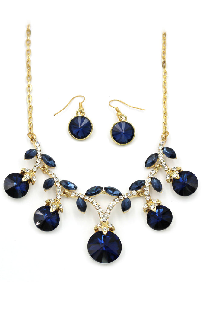 elegant sparkling crystal necklace earrings set