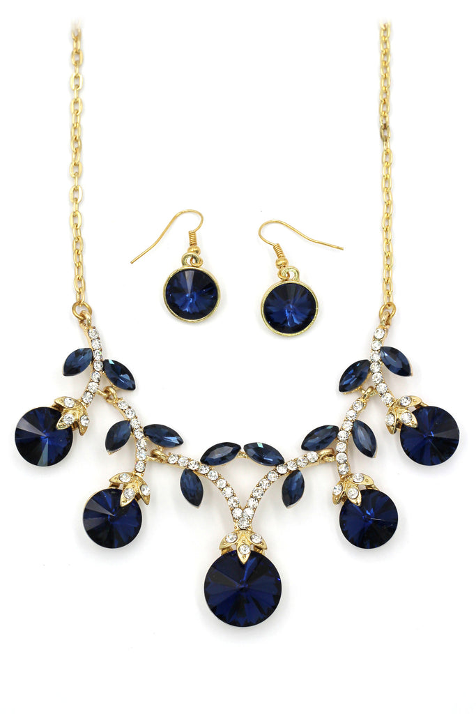 elegant sparkling crystal necklace earrings set