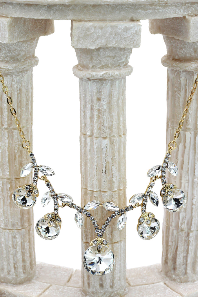 elegant sparkling white crystal necklace