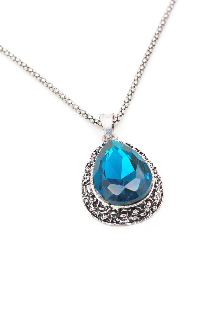 blue crystal pendant necklace