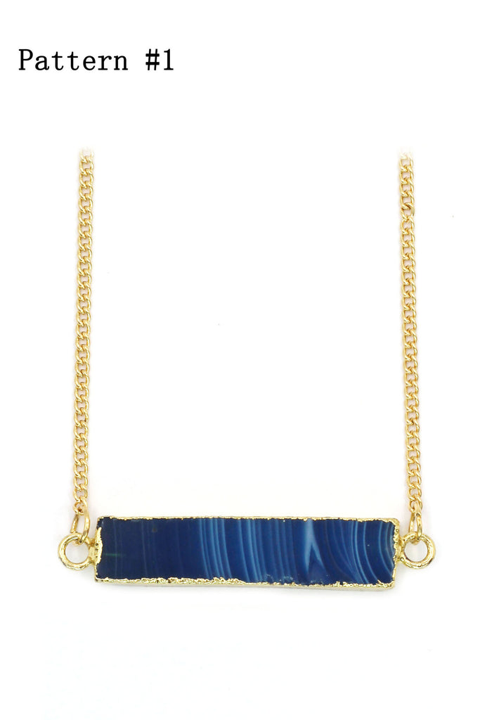 fashion natural stone golden necklace