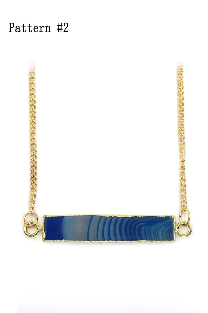 fashion natural stone golden necklace