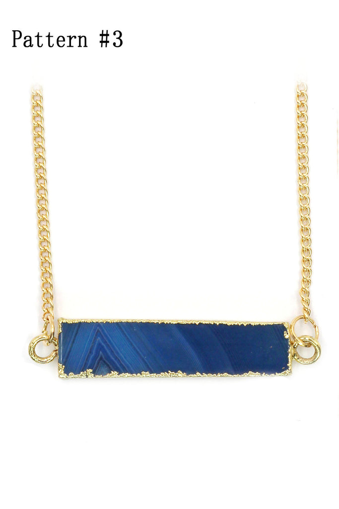 fashion natural stone golden necklace