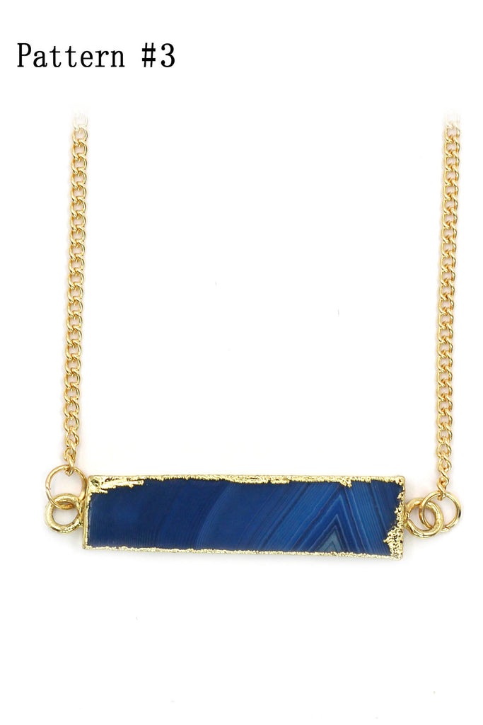 fashion natural stone golden necklace