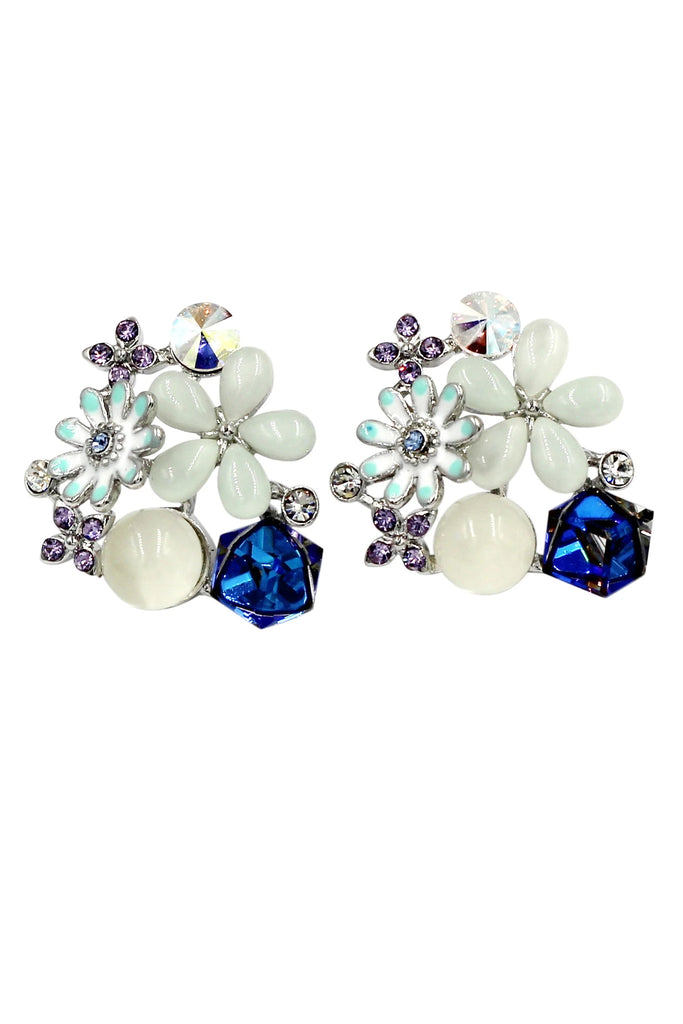 noble colorful crystal flower earrings necklace set