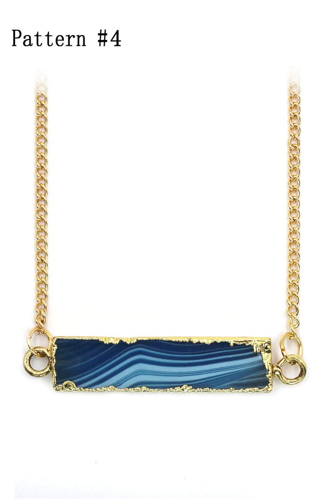 fashion natural stone golden necklace