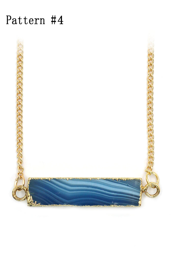 fashion natural stone golden necklace