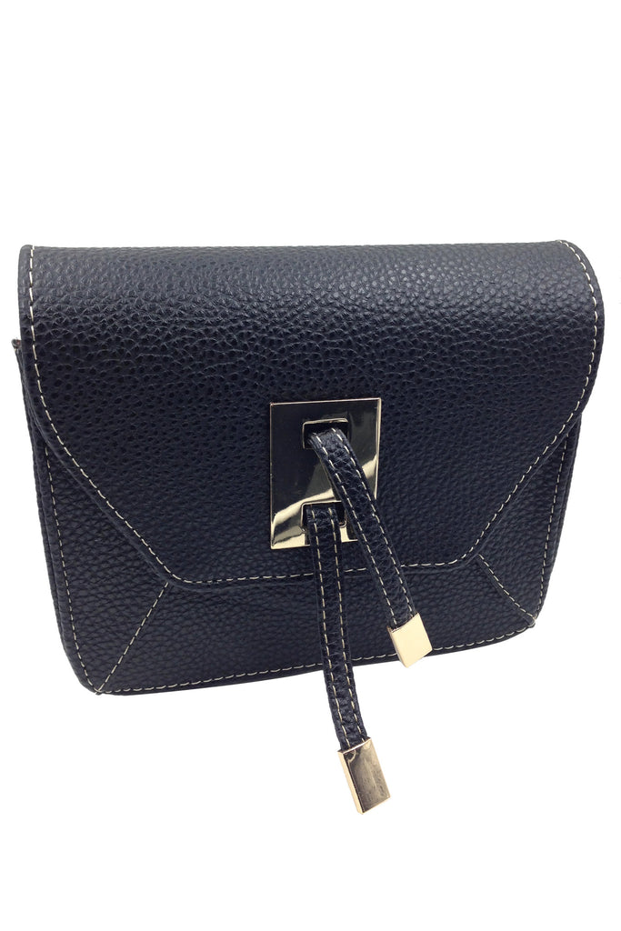 Texture black small leather bag