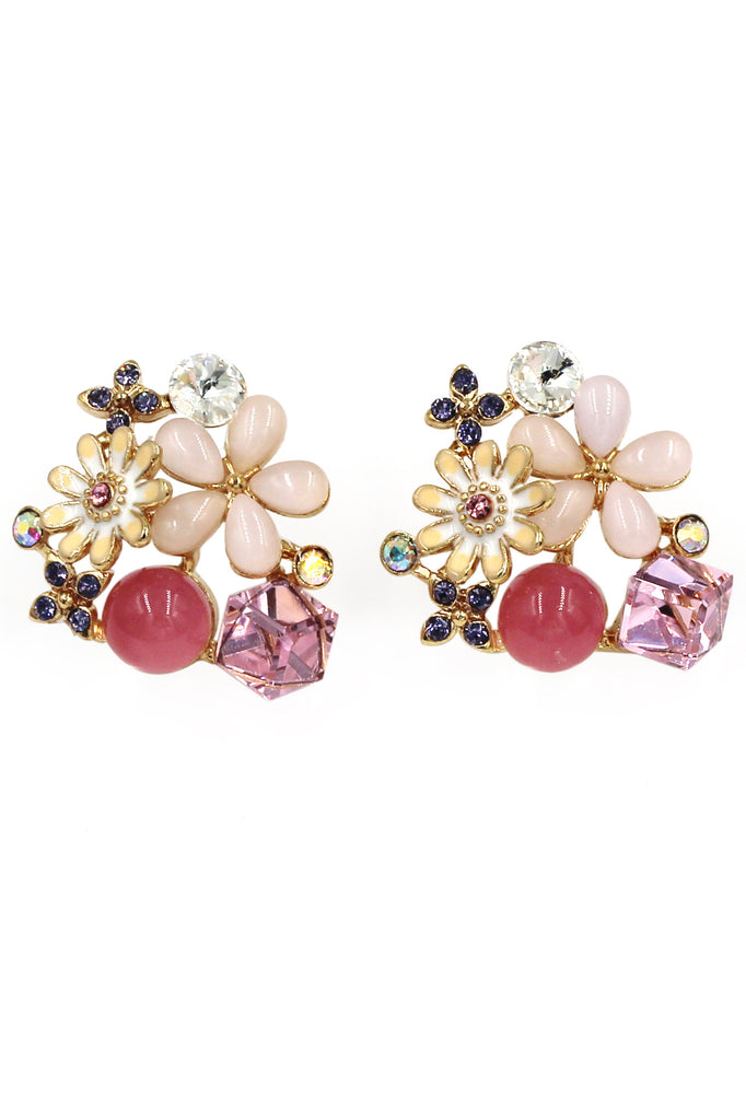 beautiful crystal flower earrings