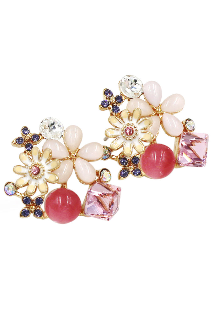 beautiful crystal flower earrings