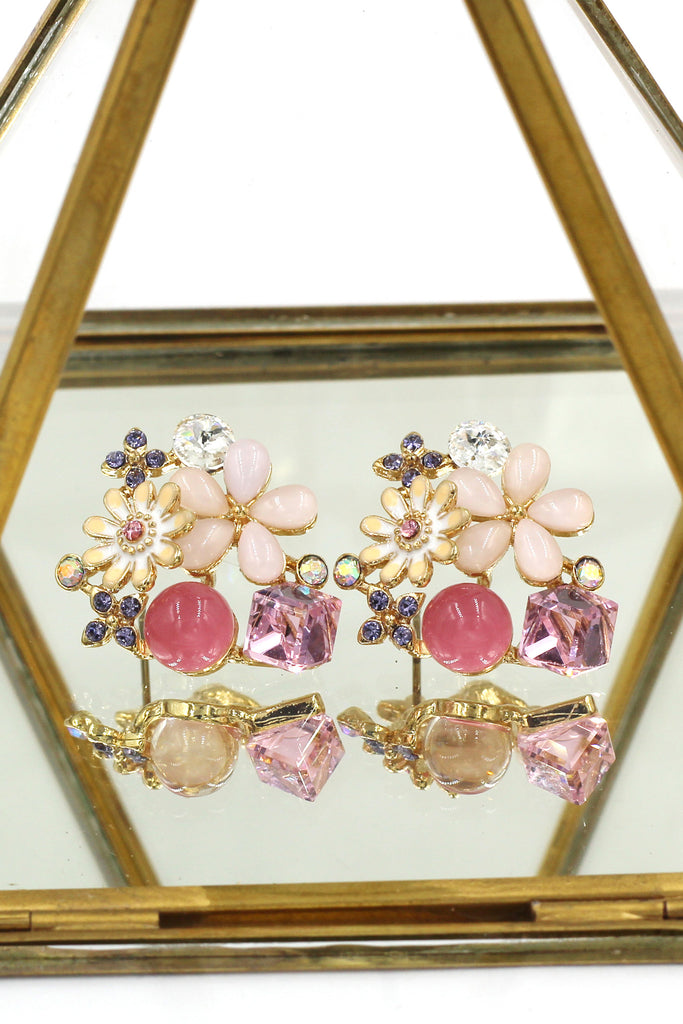 beautiful crystal flower earrings