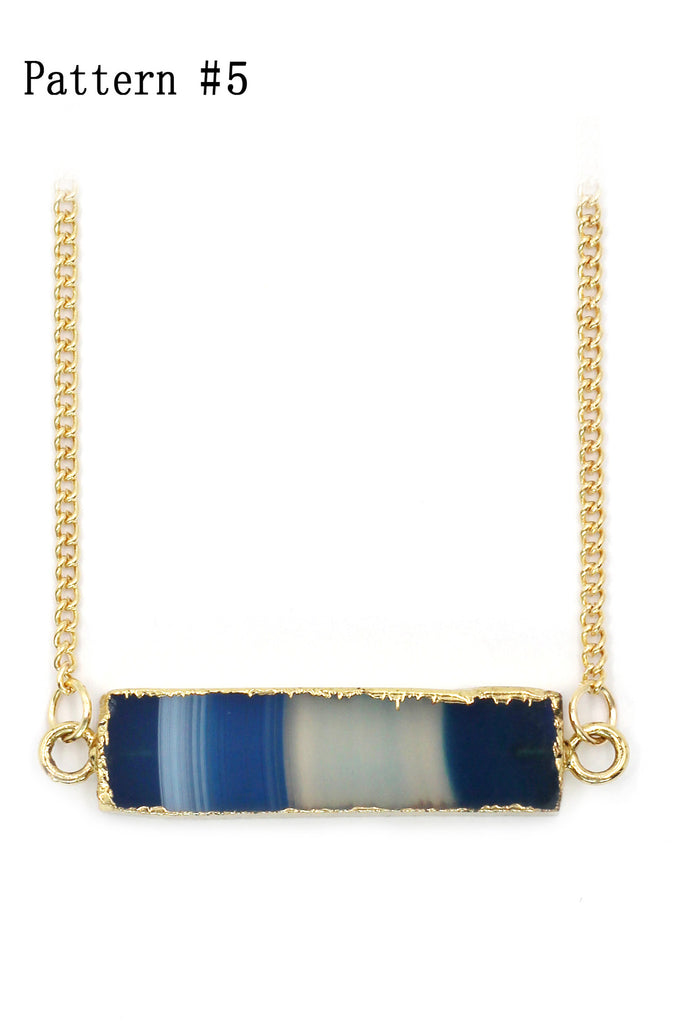 fashion natural stone golden necklace