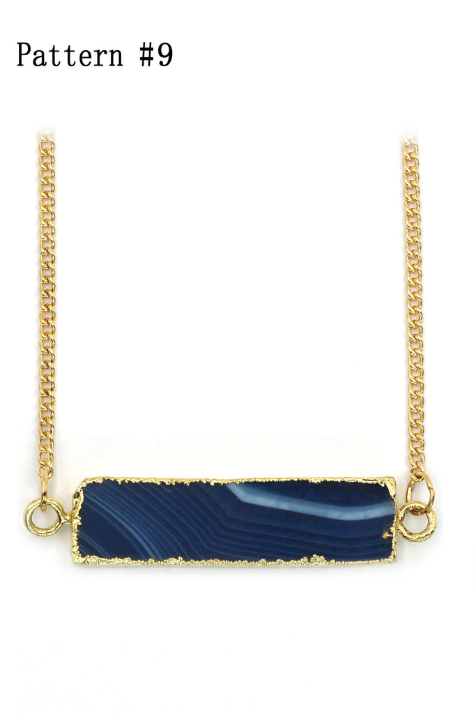 fashion natural stone golden necklace