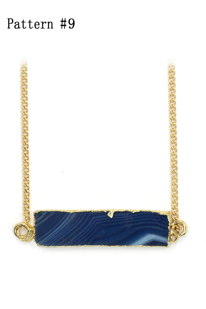 fashion natural stone golden necklace