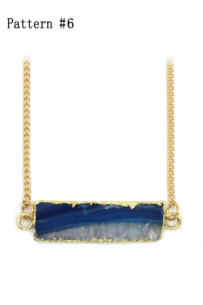 fashion natural stone golden necklace