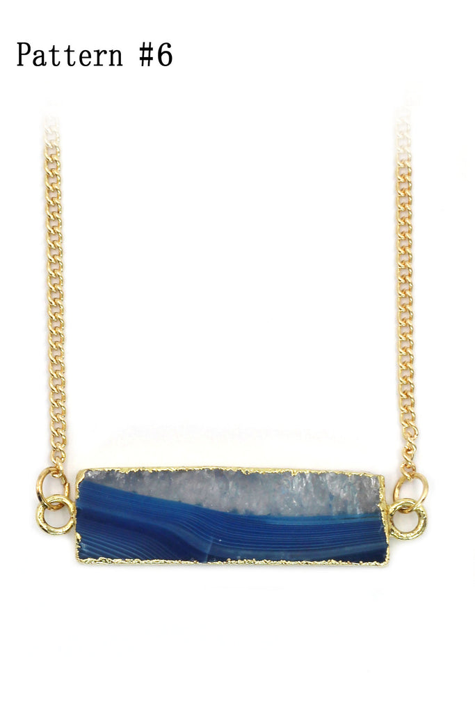 fashion natural stone golden necklace