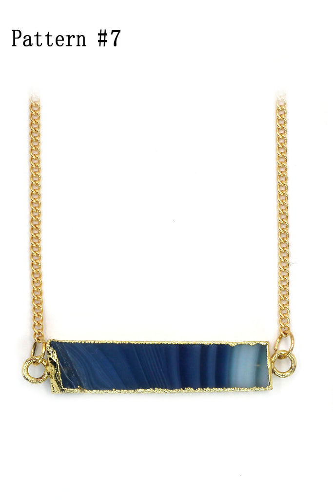 fashion natural stone golden necklace