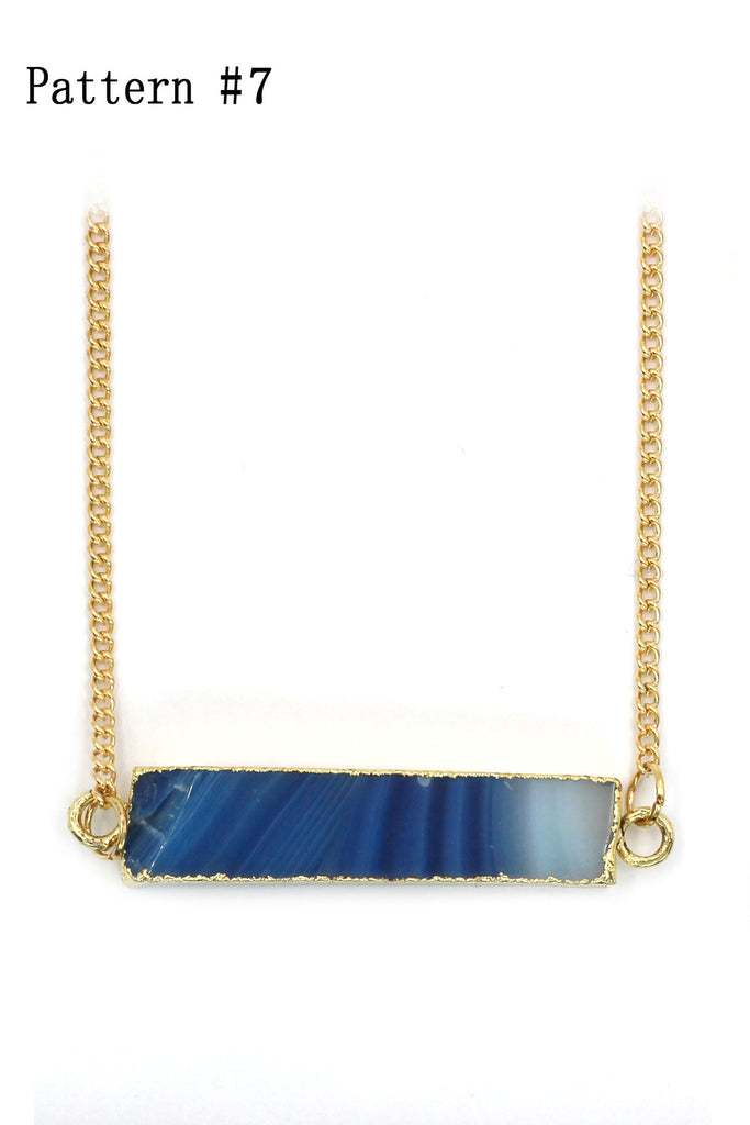 fashion natural stone golden necklace