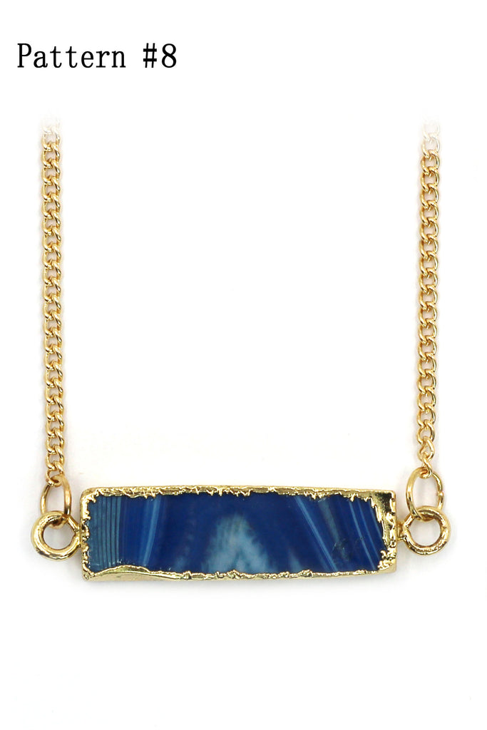 fashion natural stone golden necklace