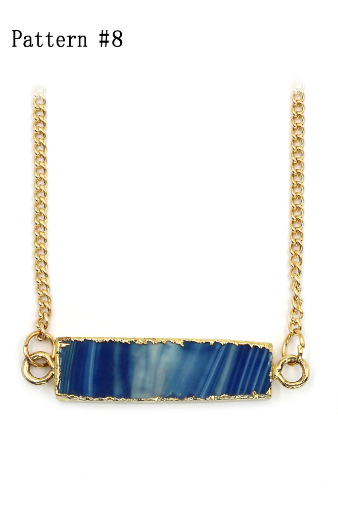 fashion natural stone golden necklace