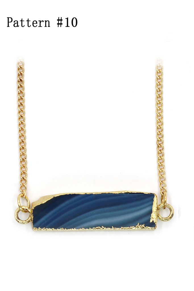 fashion natural stone golden necklace